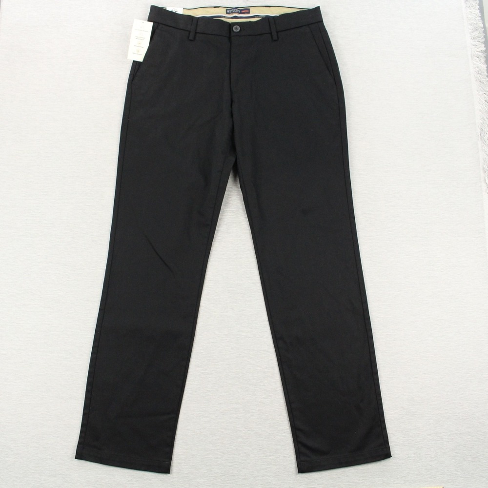 Dockers Signature Khaki Straight Fit Pants Mens Size 32x32 Black Cotton Stretch